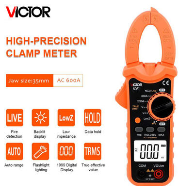 VICTOR Digital Clamp Meter 5999 zählt Wechselstrom-DC 600V 600A mit Live-NCV-Taschenlampe